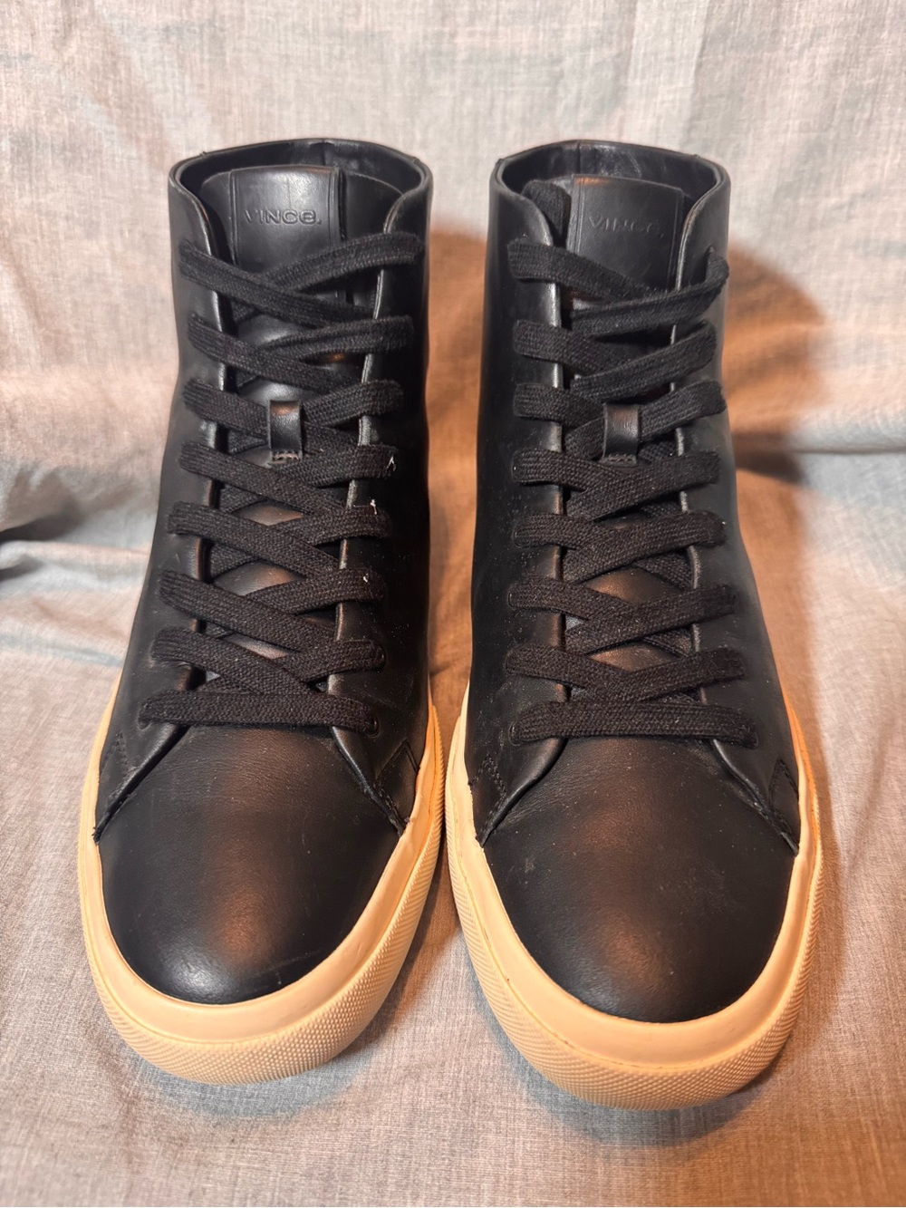 Like New Men’s Vince Fulton Black Leather High Tops Size US 10/EU 44